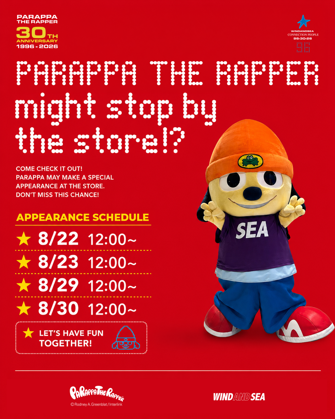 PaRappa The Rapper 30TH 心斎橋PARCO POP-UP開催