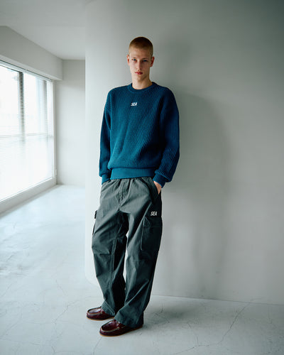 Waffle Crewneck Knit Sweater