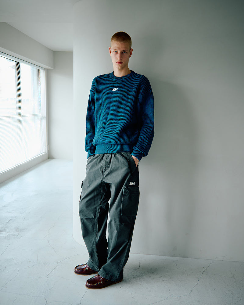 Waffle Crewneck Knit Sweater