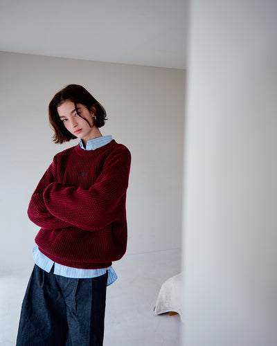 Waffle Crewneck Knit Sweater