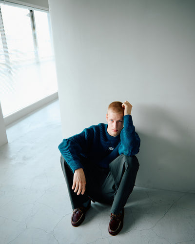 Waffle Crewneck Knit Sweater