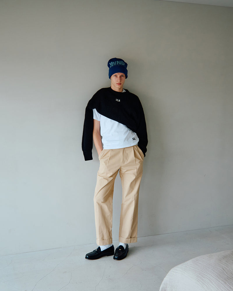 Waffle Crewneck Knit Sweater