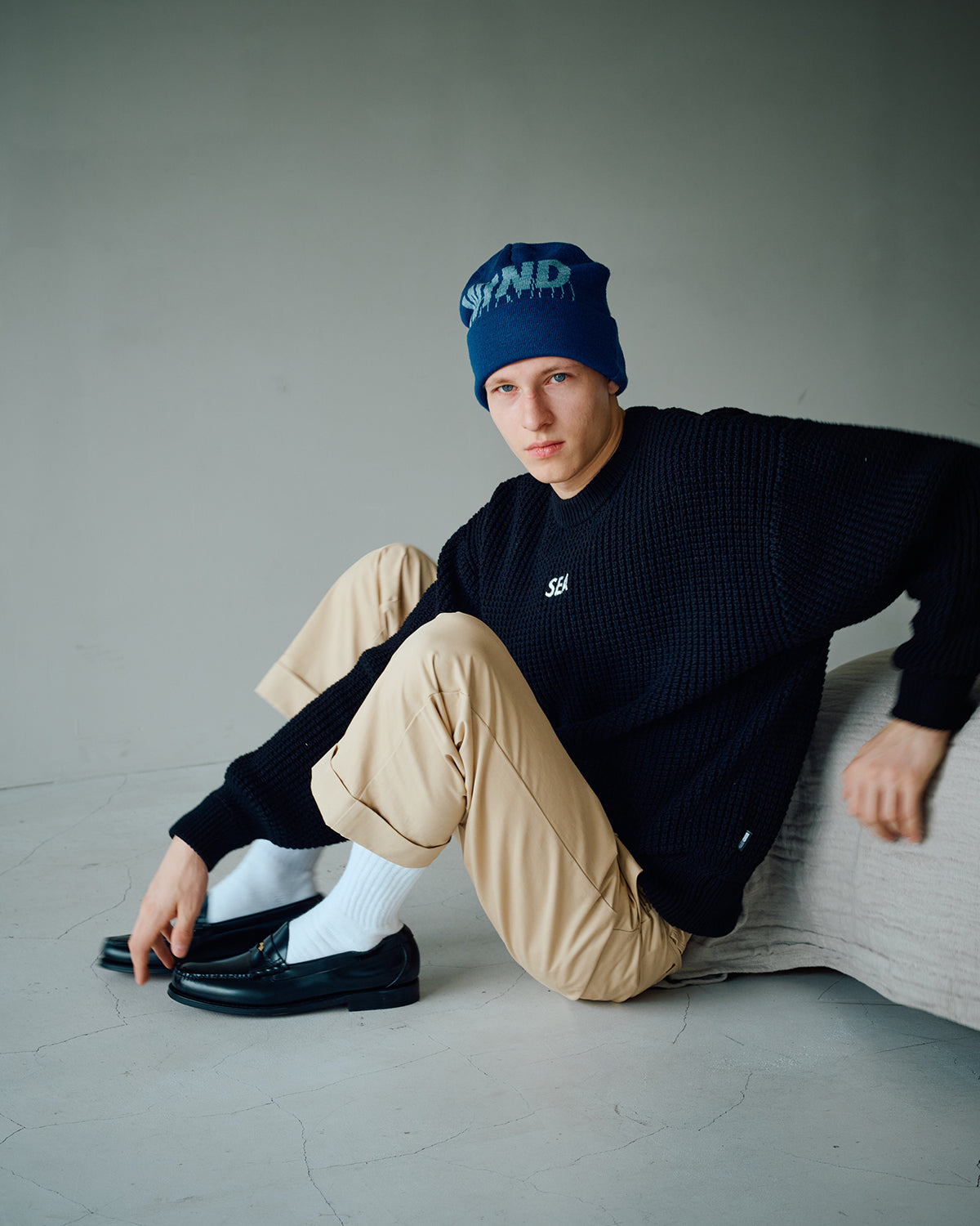 Waffle Crewneck Knit Sweater