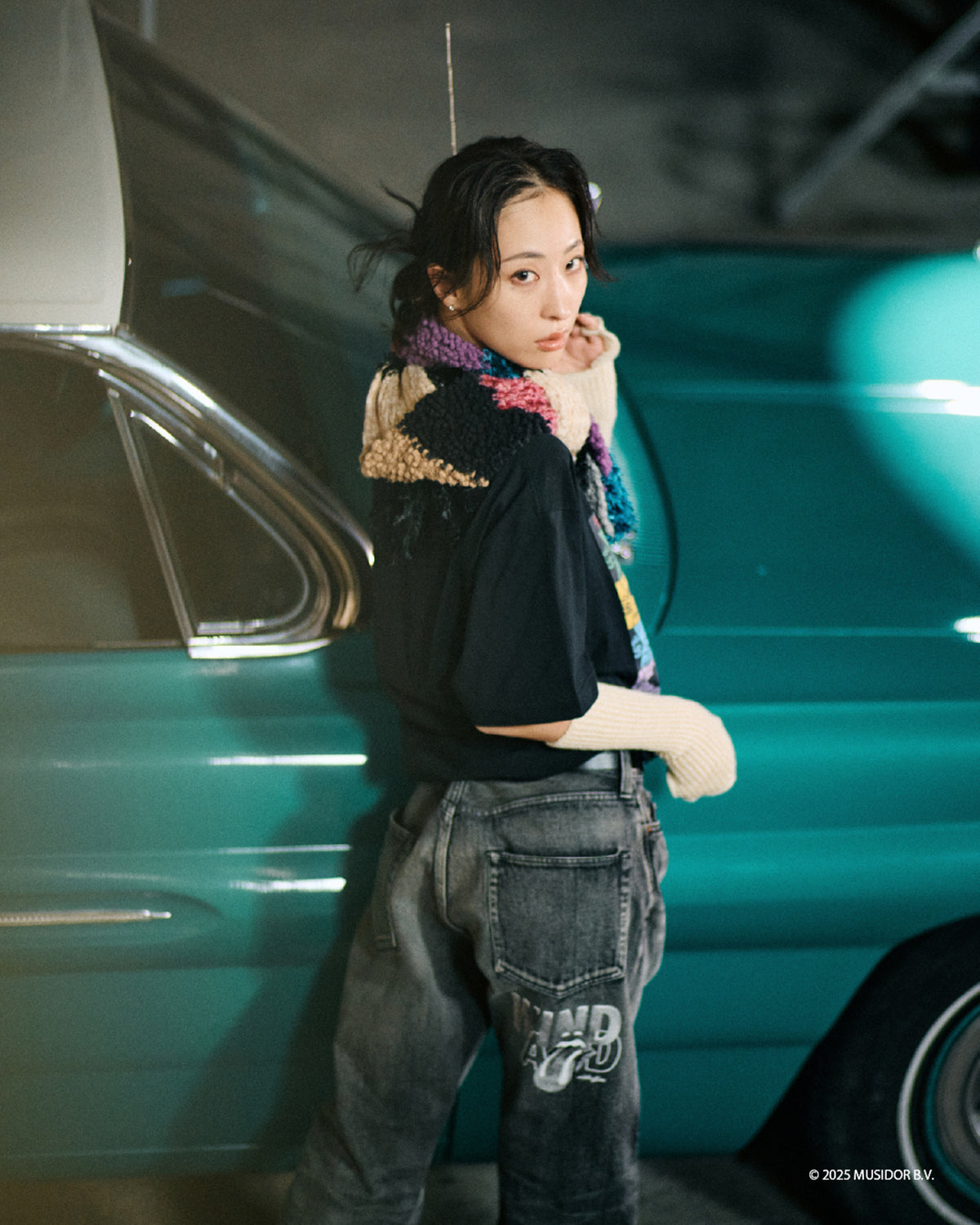 THE ROLLING STONES x WDS PRINTED DENIM PANTS