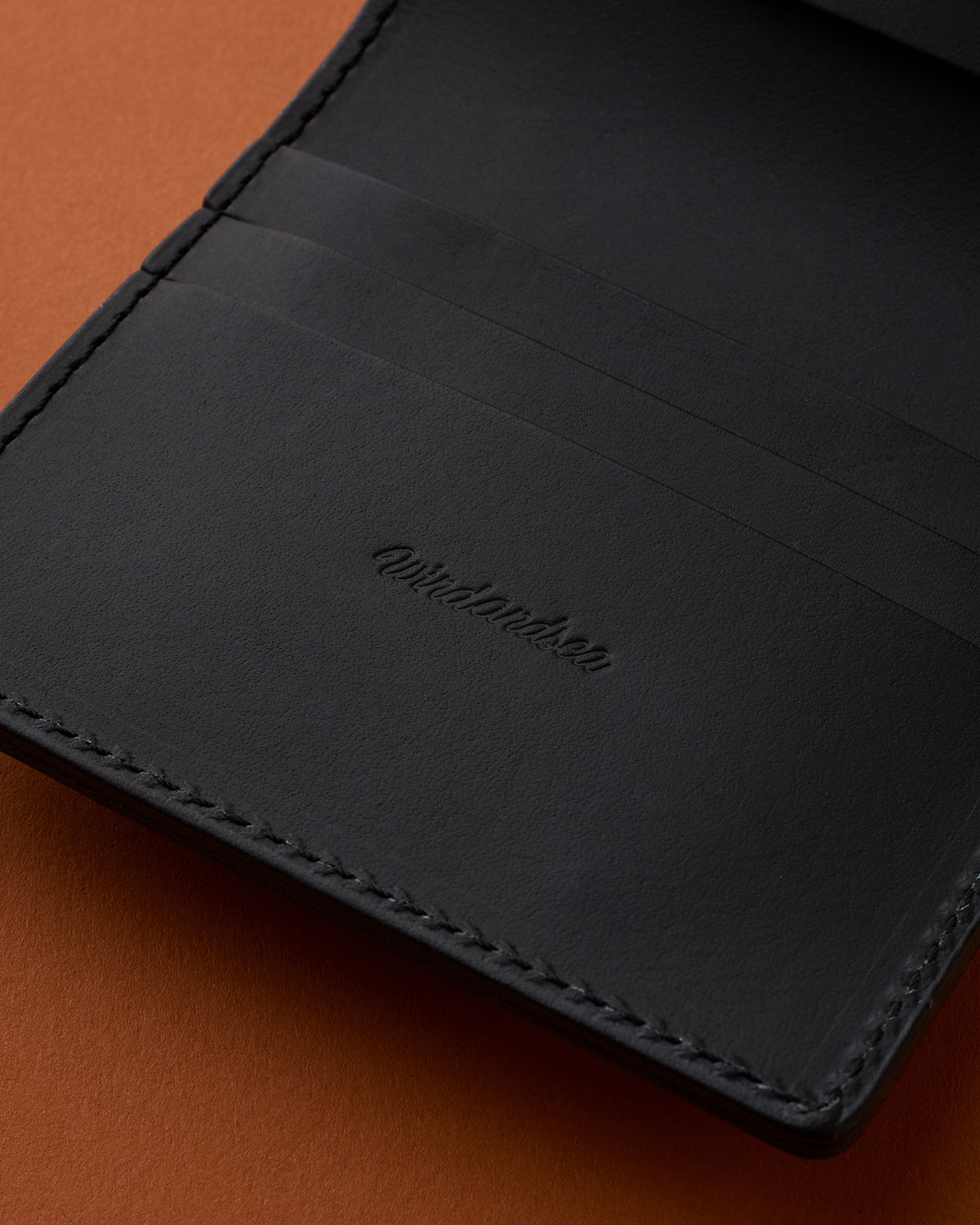 BLACK SEA LEATHER FLAT CARD HOLDER – WIND AND SEA