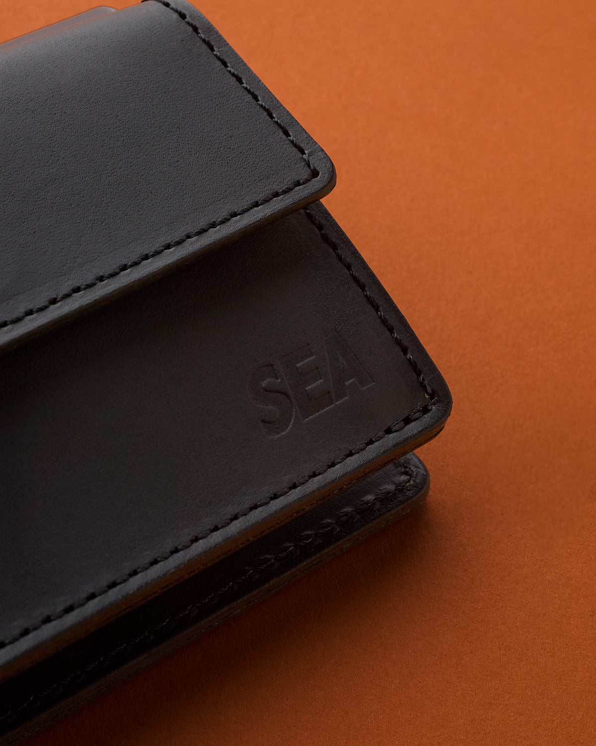 BLACK SEA LEATHER FLAT CARD HOLDER