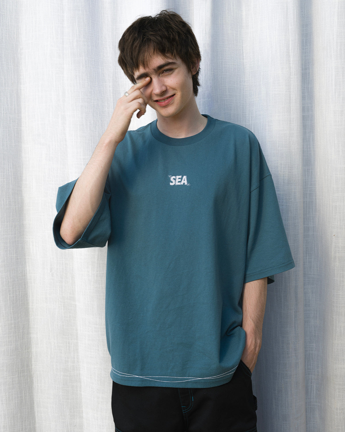 WAVE BLUE STITCH TEE