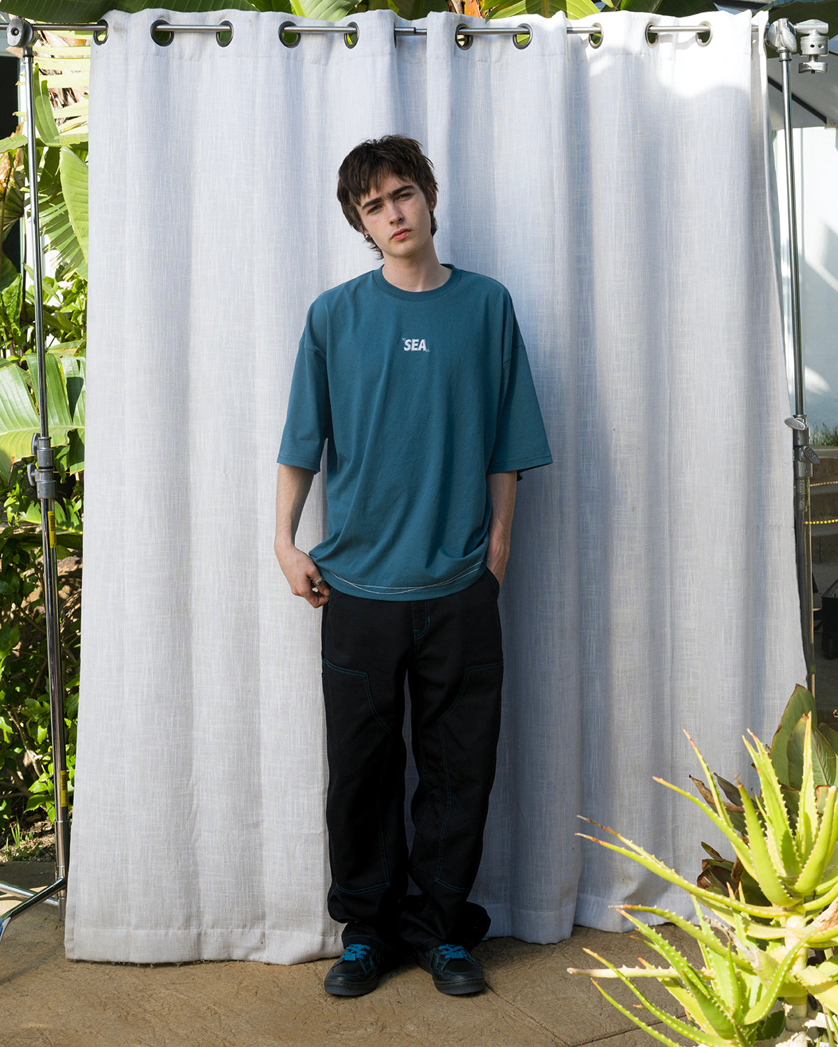 WAVE BLUE STITCH TEE