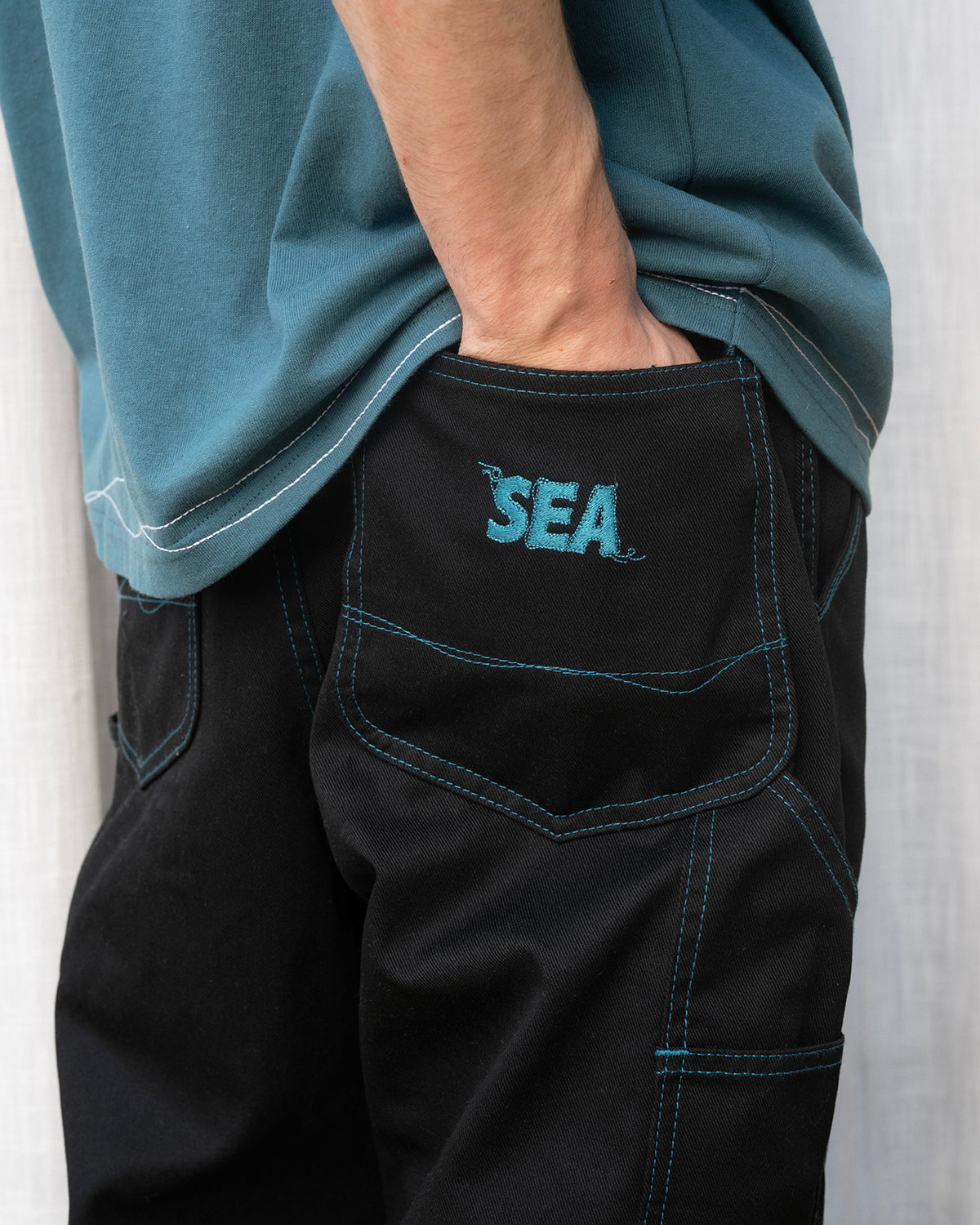 WAVE BLUE STITCH PANT