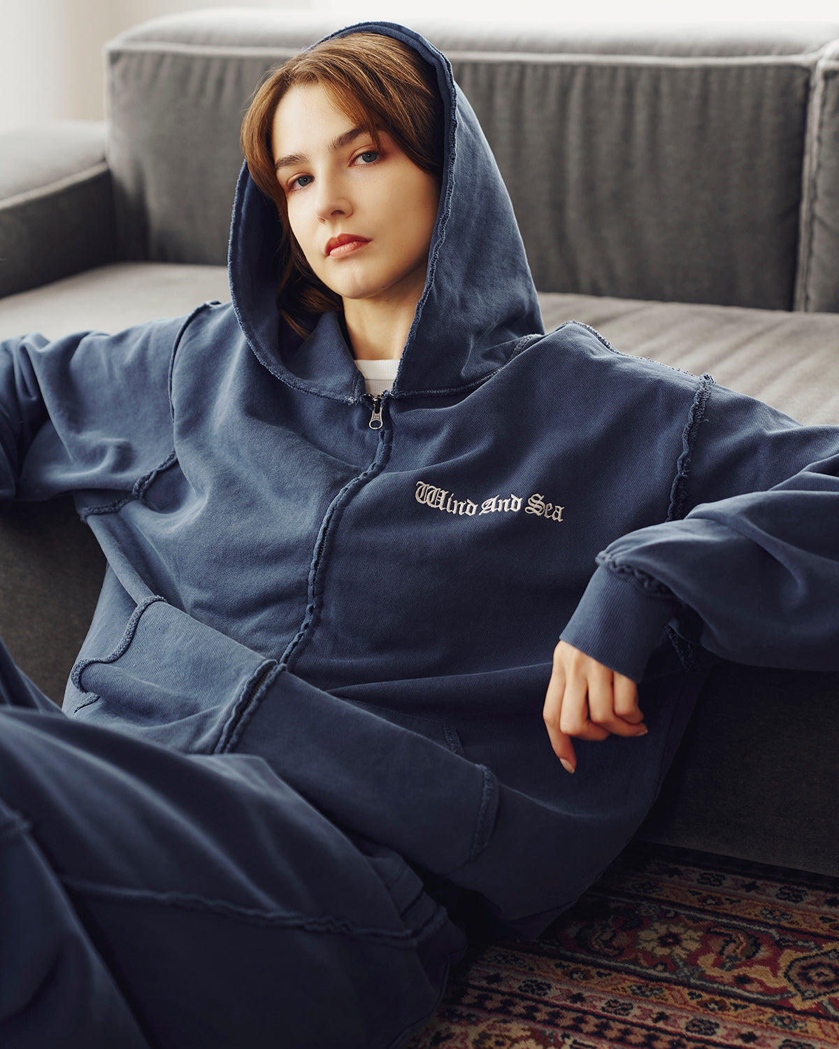 Damage Pigment Zip Up Sweatshirt