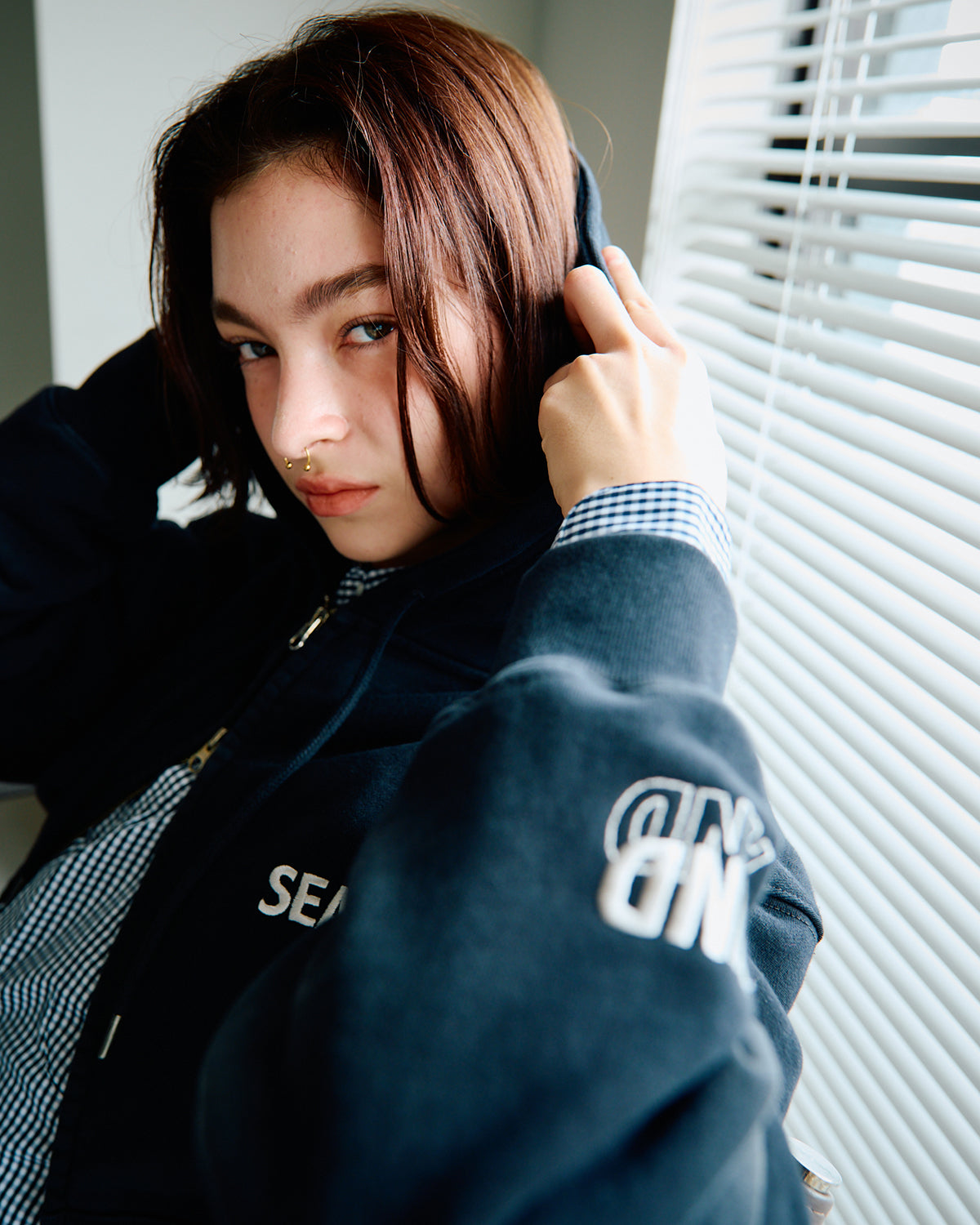 SULFUR DYEING LOGO ZIP SWEATSHIRT