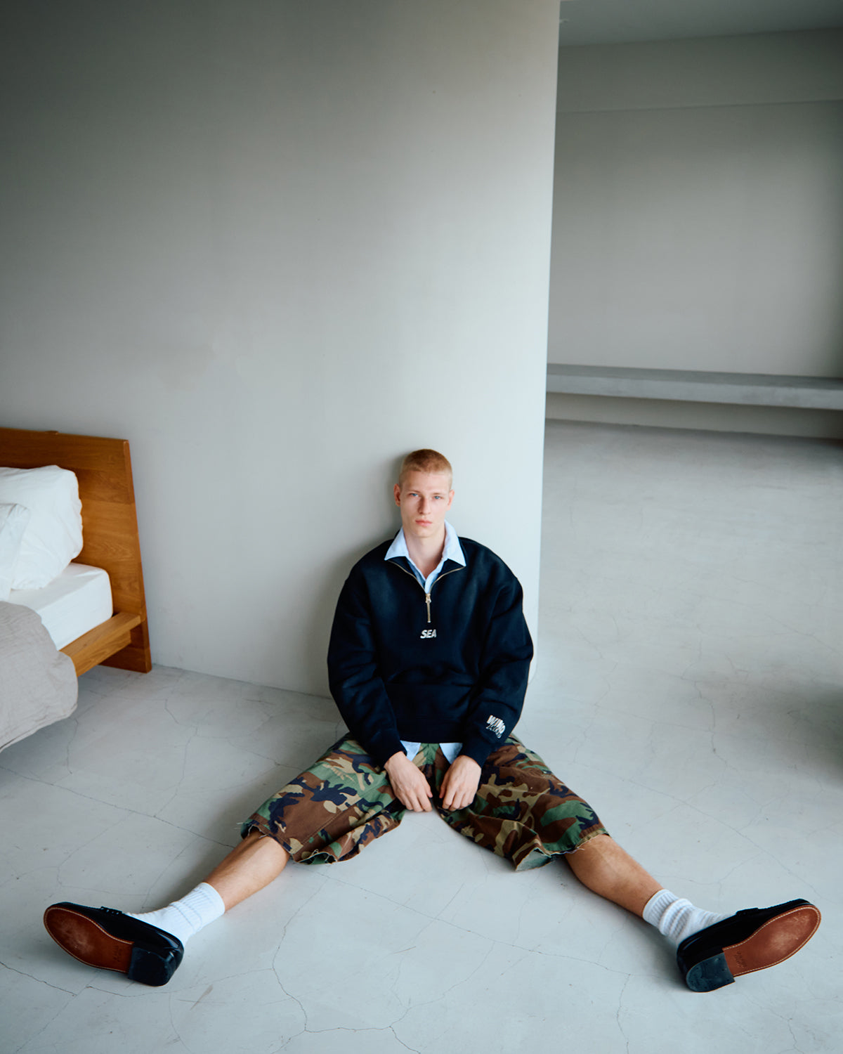 SULFUR DYEING LOGO HALF ZIP SWEATSHIRT