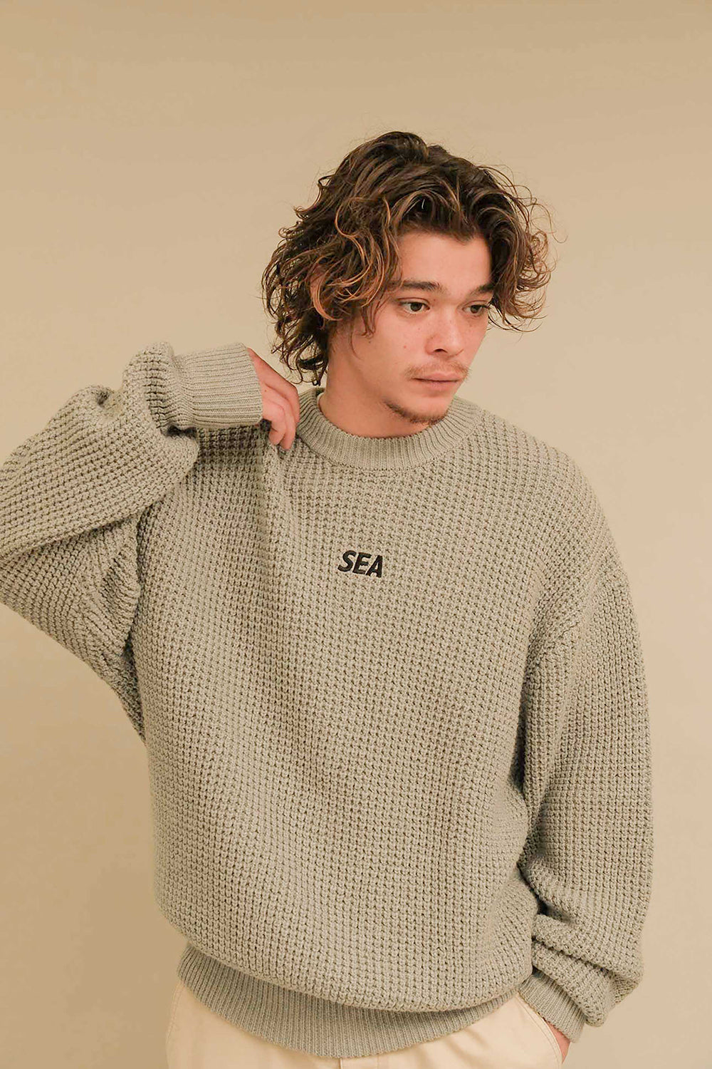 COTTON WAFFLE SWEATER