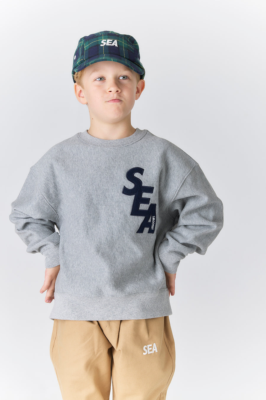 SMOOTHY x WDS CREW NECK SWEAT SHIRT / H_GRAY