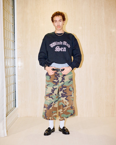 Satin Patch Crewneck Sweatshirt