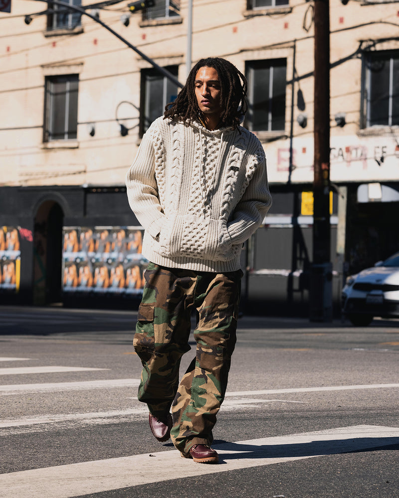 Cable Knit Hooded Sweater