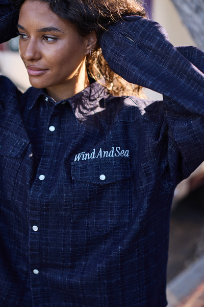 Plaid pattern denim L/S shirt