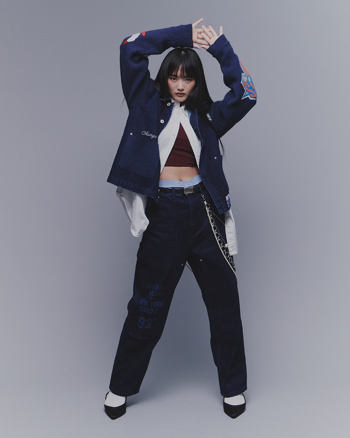 Jacquard Knit Combo Jacket