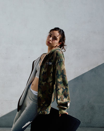 HEAVY WAFFLE ZIP SWEATSHIRT