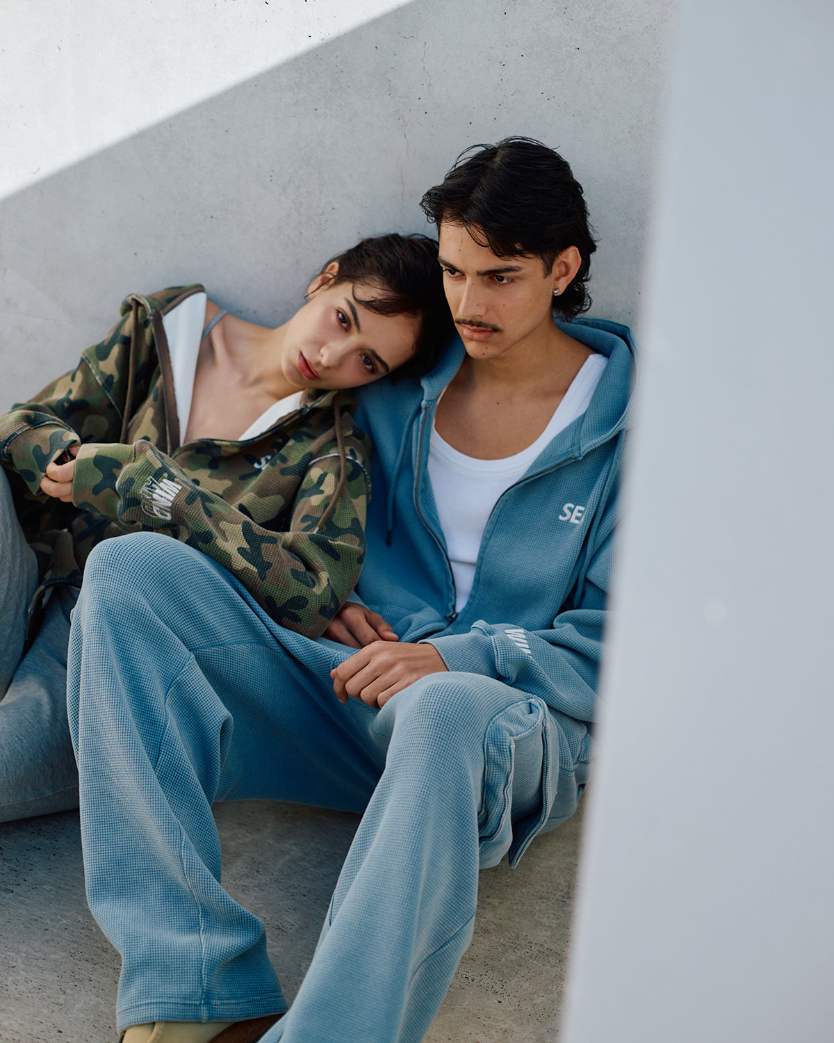 HEAVY WAFFLE ZIP SWEATSHIRT