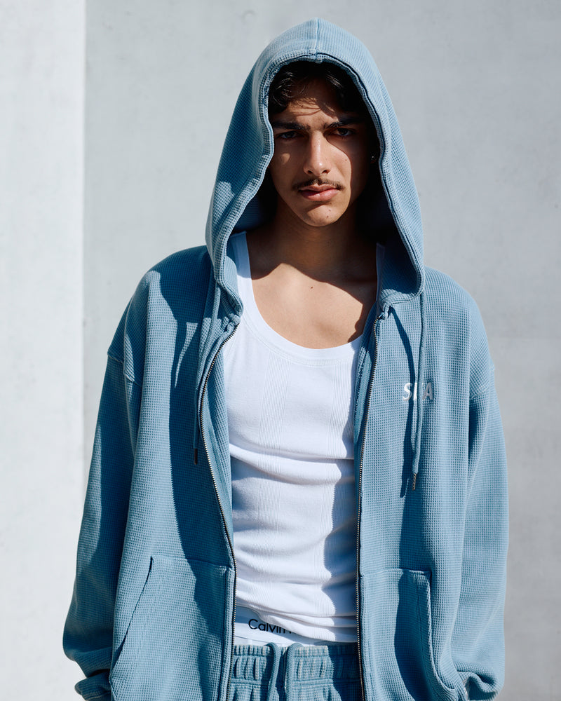 HEAVY WAFFLE ZIP SWEATSHIRT