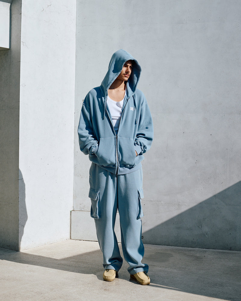 HEAVY WAFFLE ZIP SWEATSHIRT