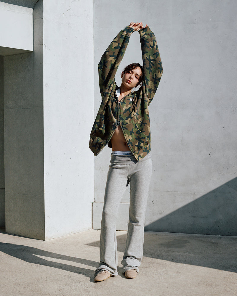 HEAVY WAFFLE ZIP SWEATSHIRT