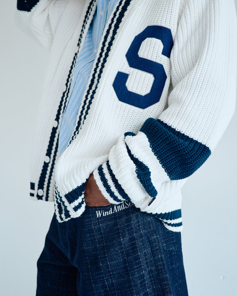 Patch tilden knit cardigan