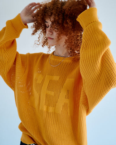 Mesh logo knit
