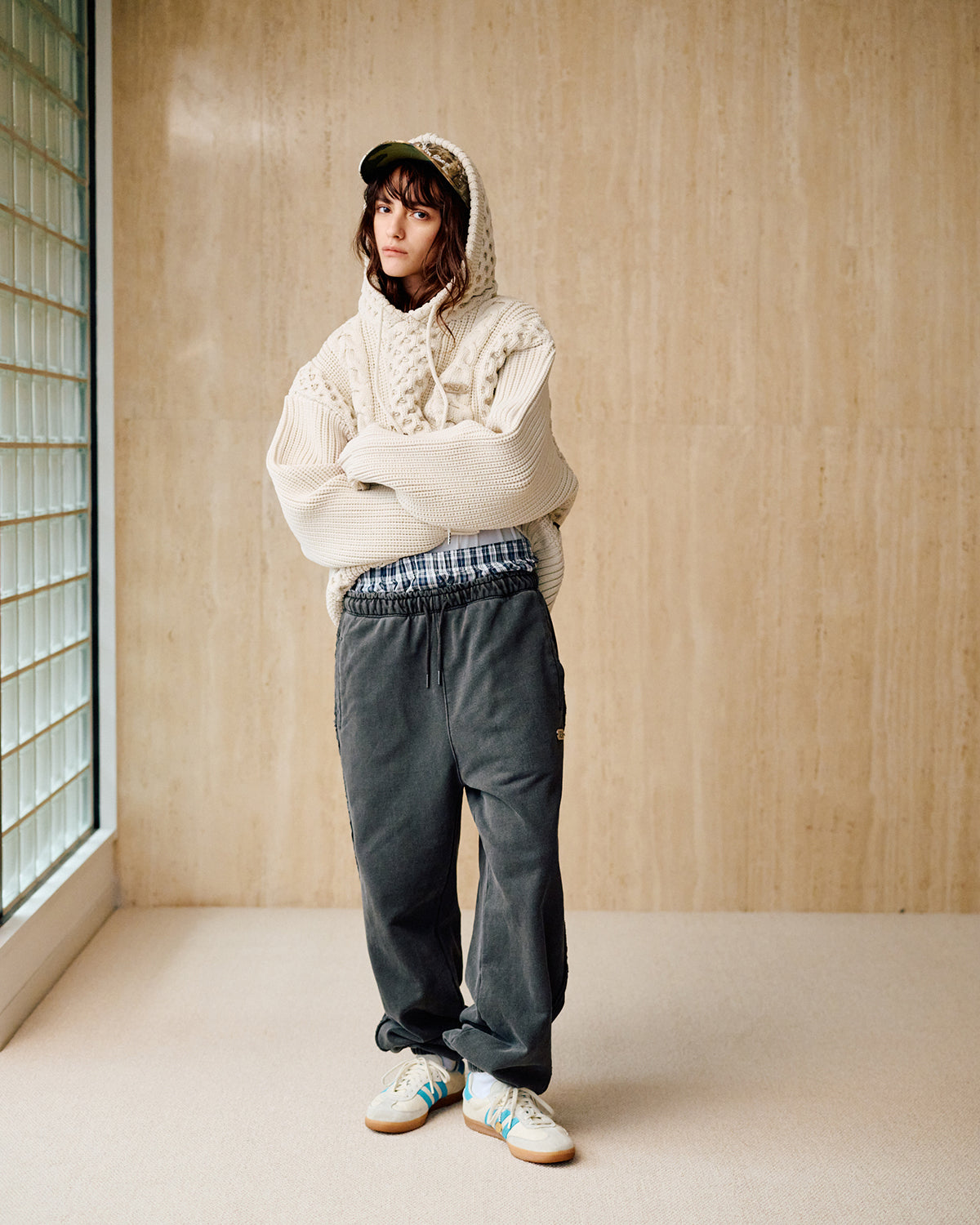 Cable Knit Hooded Sweater