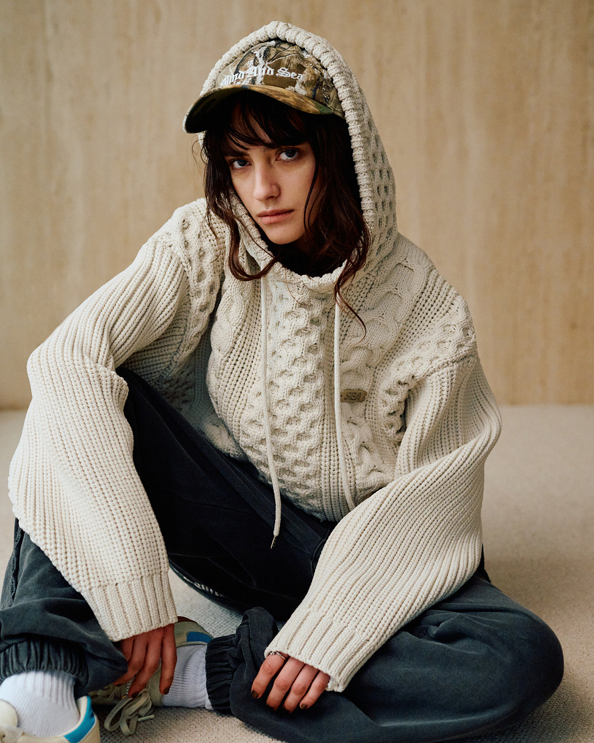 Cable Knit Hooded Sweater