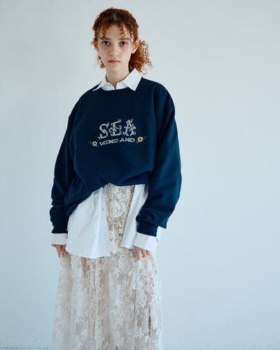 Hand stitch logo crewneck sweatshirt