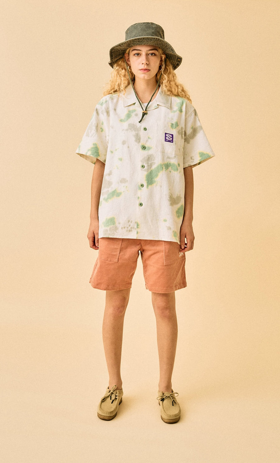 Uneven Dye Open Collar S/S Shirt / CELADON