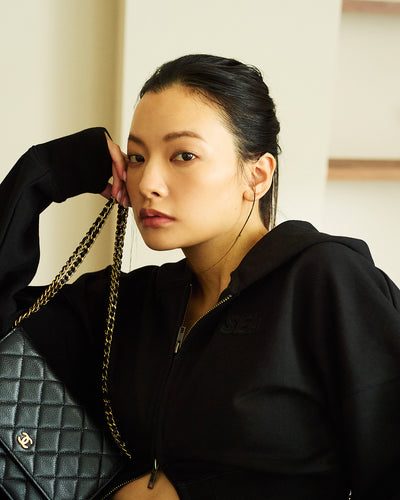 Cozy Zip Cropped Hooded Sweatshirt(Ladies)