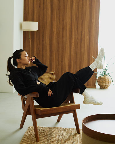 Cozy Zip Cropped Hooded Sweatshirt(Ladies)