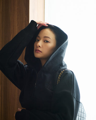 Cozy Zip Cropped Hooded Sweatshirt(Ladies)