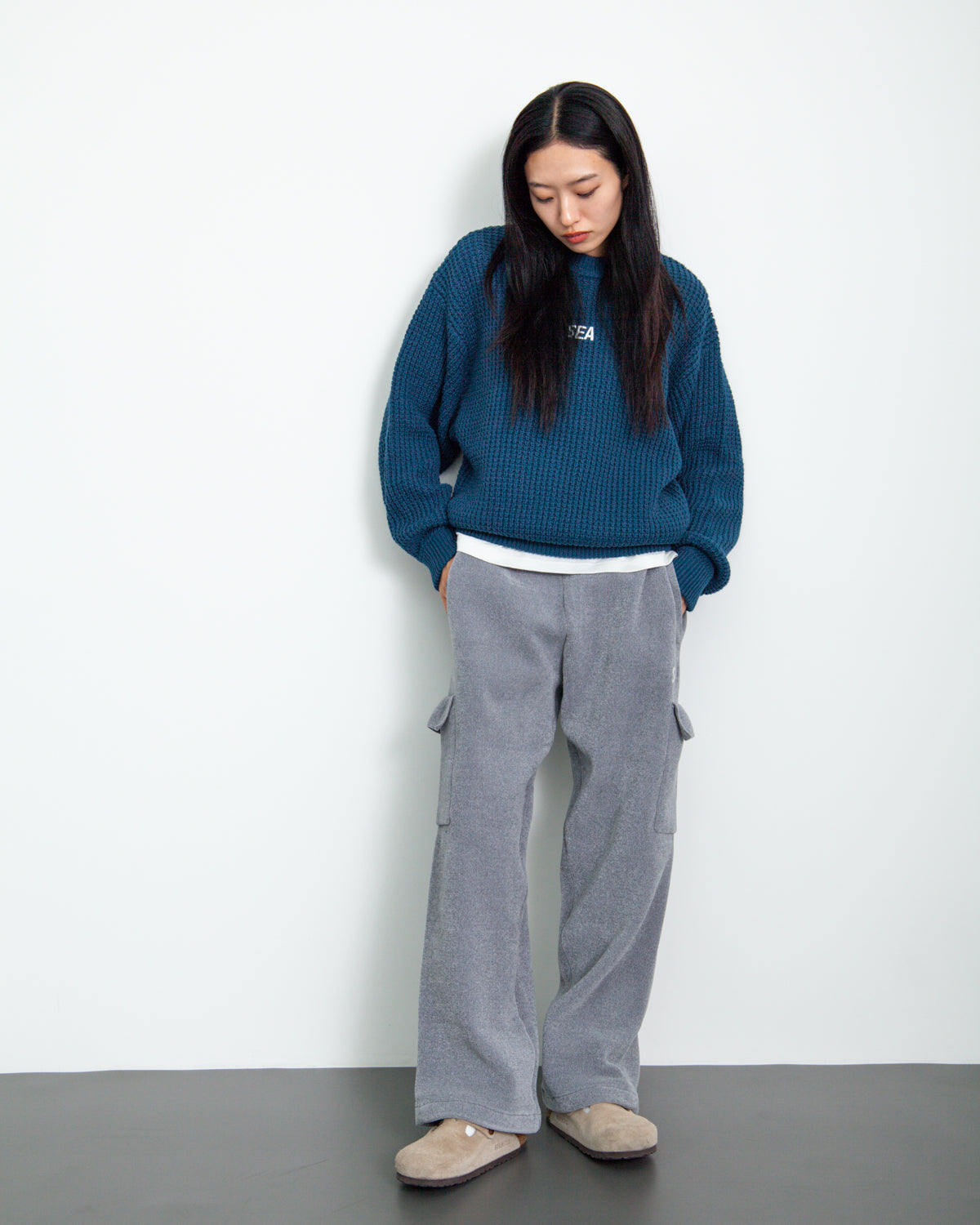 Waffle Crewneck Knit Sweater