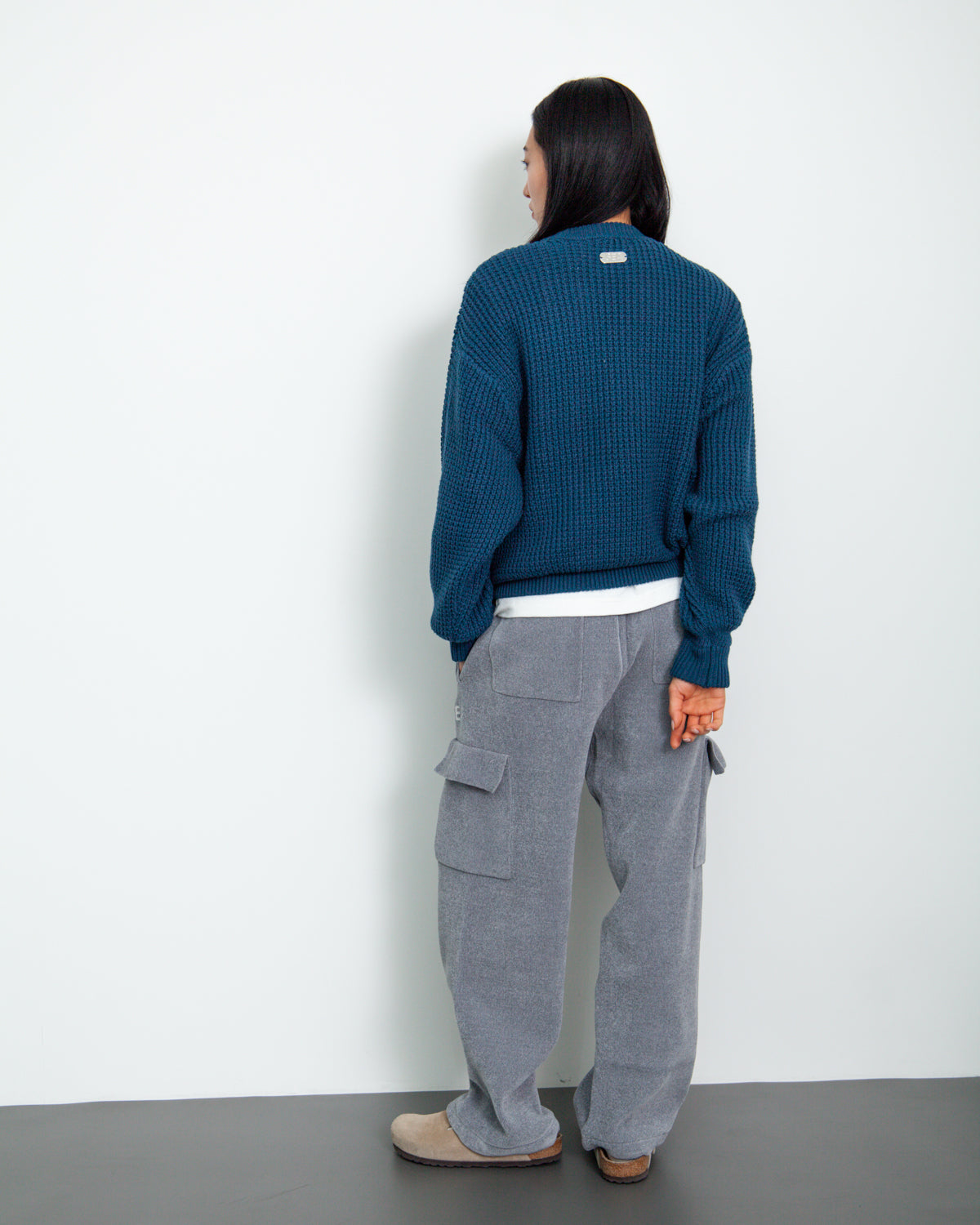 Waffle Crewneck Knit Sweater