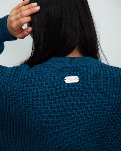 Waffle Crewneck Knit Sweater