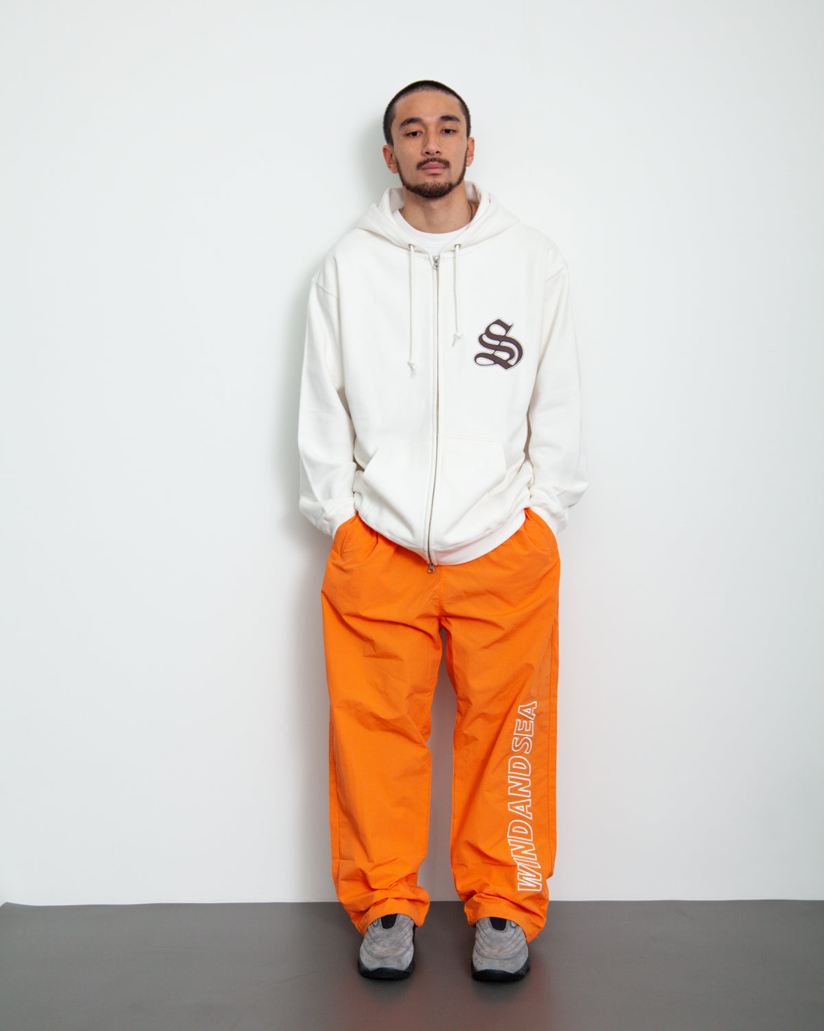 Satin Patch Zip Up Sweatshirt