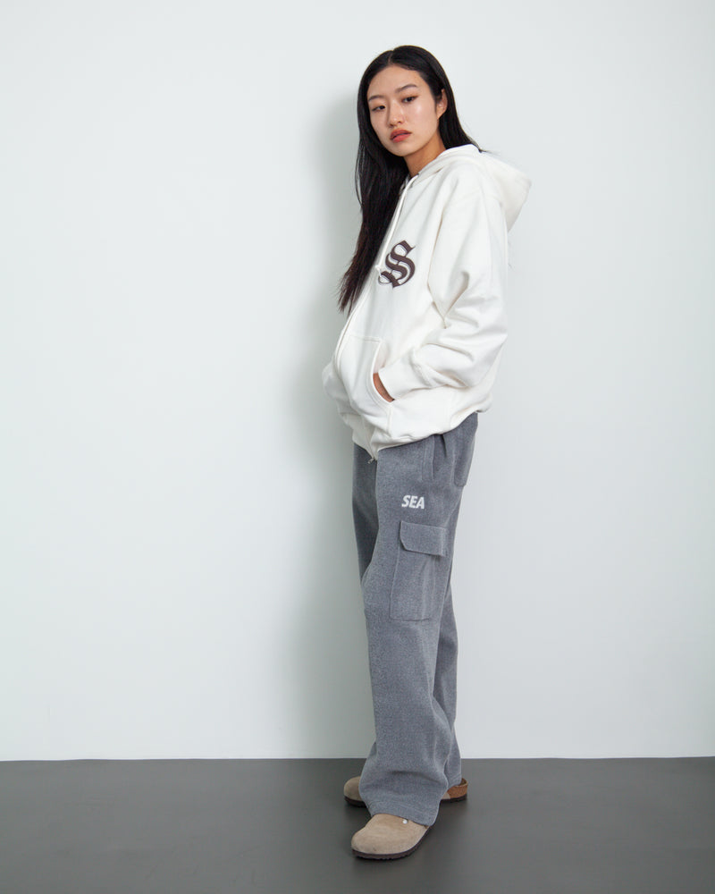 Satin Patch Zip Up Sweatshirt