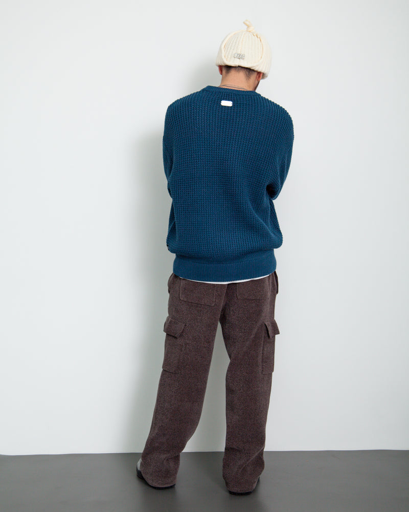 Waffle Crewneck Knit Sweater