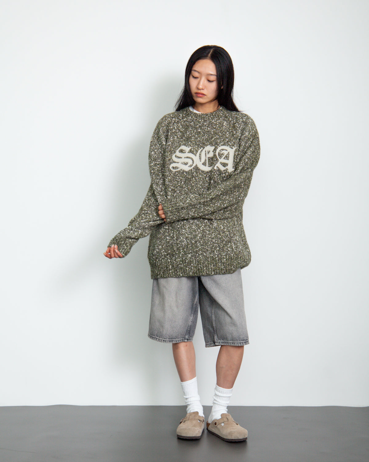 トップス wind and sea Leather Patch Knit Sweater Leather Patch Knit Sweater – WIND AND SEA