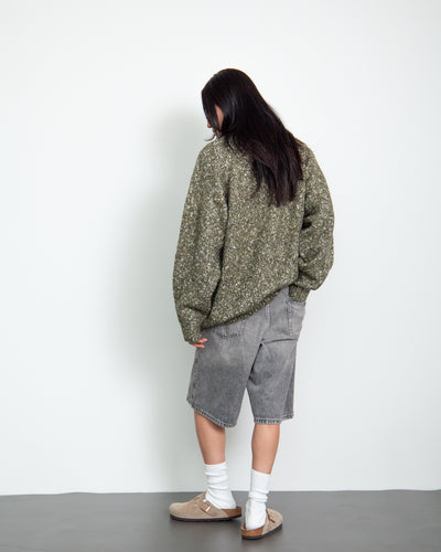 Leather Patch Knit Sweater