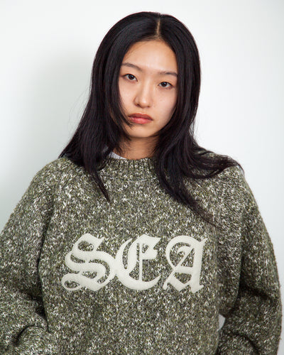 Leather Patch Knit Sweater