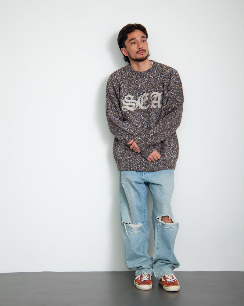 Leather Patch Knit Sweater