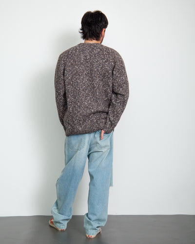 Leather Patch Knit Sweater