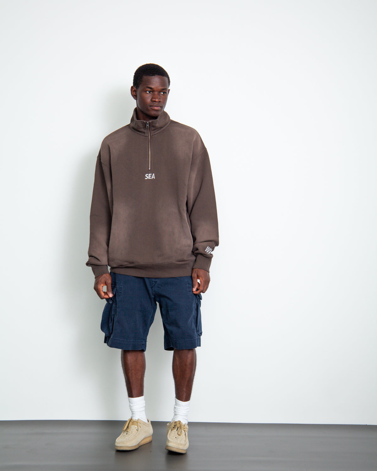 SULFUR DYEING LOGO HALF ZIP SWEATSHIRT