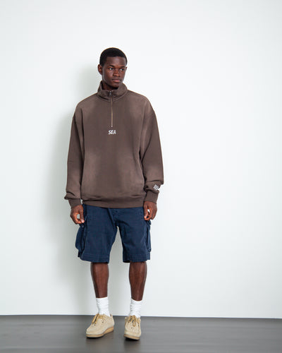 SULFUR DYEING LOGO HALF ZIP SWEATSHIRT
