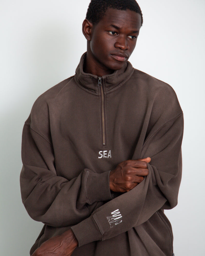 SULFUR DYEING LOGO HALF ZIP SWEATSHIRT